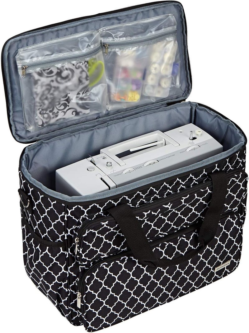 NICOGENA Sewing Machine Carrying Case, Universal Travel Tote Bag with Shoulder Strap for Singer, Brother, Janome and Accessories, Lantern Black - Image 2